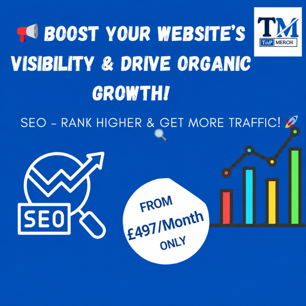 Tap and Merch SEO and AI SEO packages from £497 per month